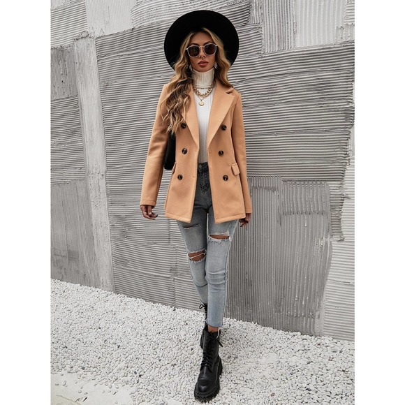 Double Breasted Overcoat pea coat preppy blue - Picture 7 of 15